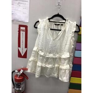 G by Giuliana women’s ruffle sleeveless blouse size small cream new from HSN